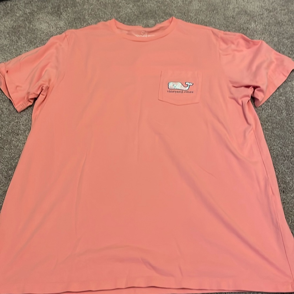 Vineyard Vines Pocket Tee- Salmon/Pink Color